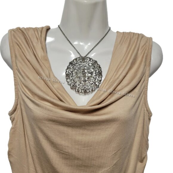 Sleeveless Top Blouse, Cowl Neck Top, Tan Comfy Blouse Top - Size S  M  XL  XXL - Picture 2 of 13